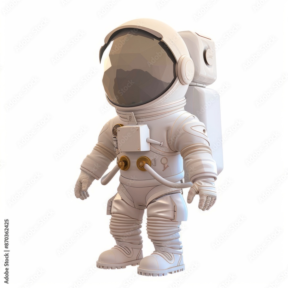 3D Render, Low Poly style of a fun-loving clay astronaut with a space helmet, on isolated white background, Generative AI 3D Render, Low Poly style of a fun-loving clay astronaut with a space helmet, on isolated white background, Generative AI