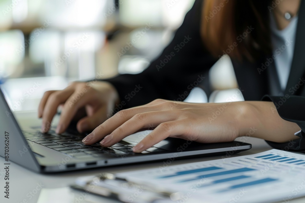 A woman accountant is working on a desk to handle accounting and finance A woman accountant is working on a desk to handle accounting and finance