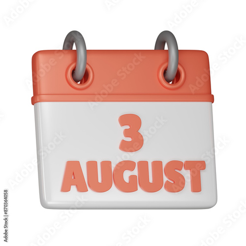 3 August Calendar 3d icon