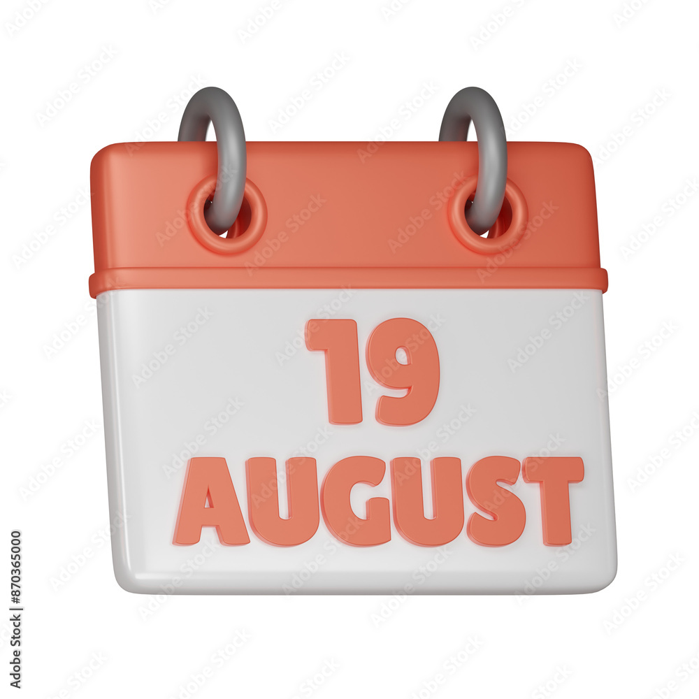 19 August Calendar 3d icon 19 August Calendar 3d icon