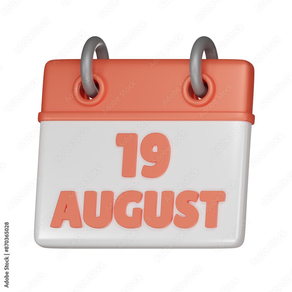 19 August Calendar 3d icon 19 August Calendar 3d icon