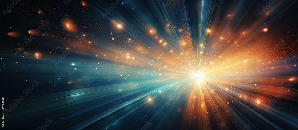 Fototapeta premium Enhance images with lens flares for overlays or screen blending, featuring abstract sunbursts, digital flares, and iridescent glares against a black background with copy space image.