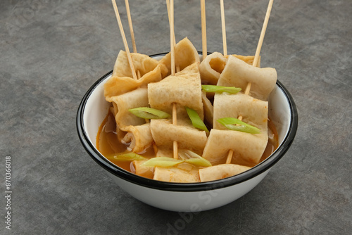 фотографія Odeng or Fish Cake Soup, Korean street food.