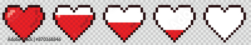 The symbols of a red pixel hearts.