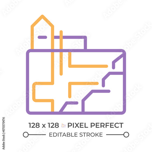 Underground mining two color line icon. Heavy industry. Excavation and extraction of ore, minerals. Coal mining bicolor outline symbol. Duotone linear pictogram. Isolated illustration. Editable stroke