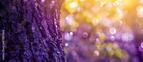A natural purple bokeh background beneath a tree with copy space image.