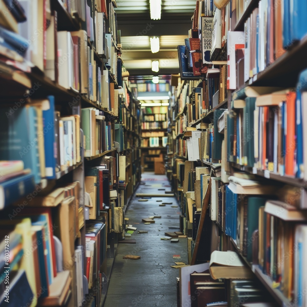 Focused Library Shelves in a Modern Setting Focused Library Shelves in a Modern Setting