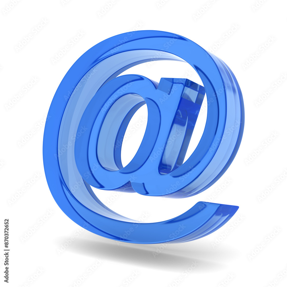 glass symbol email on white background. Isolated 3D illustration glass symbol email on white background. Isolated 3D illustration