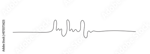 One continuous line drawing of music player soundbar with play button. Record audio and sound wave voice message in simple linear style. Editable stroke. Continuous line art drawing.	