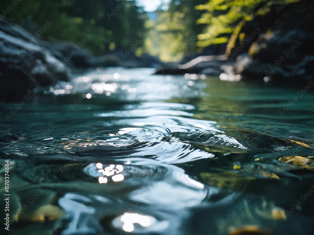 Obraz premium Close-up of ripples in a clear mountain stream