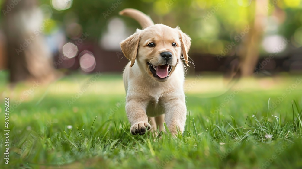A playful puppy bounds through the grass, its joyful energy and wagging tail bringing smiles to everyone it meets. A playful puppy bounds through the grass, its joyful energy and wagging tail bringing smiles to everyone it meets.