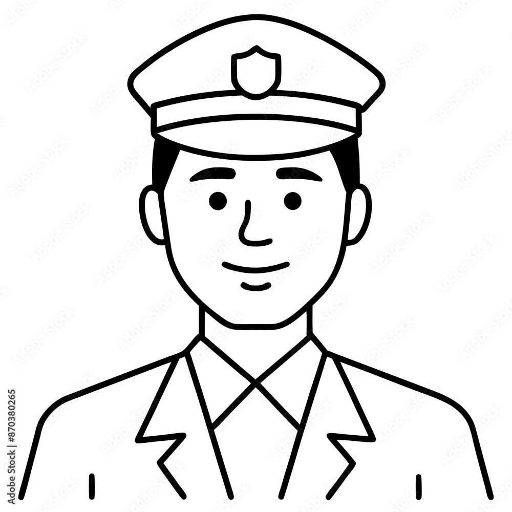 Police officer icon vector line art illustration. Police officer icon vector line art illustration.