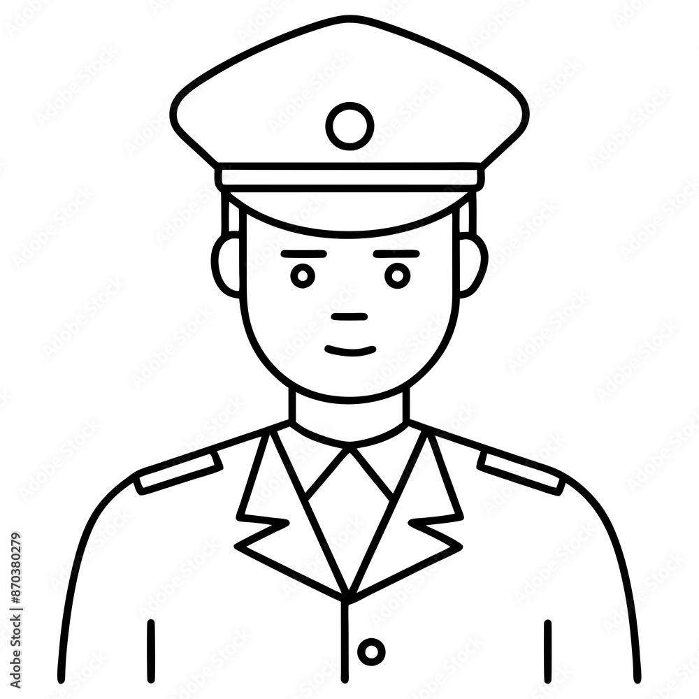 Police officer icon vector line art illustration. Police officer icon vector line art illustration.