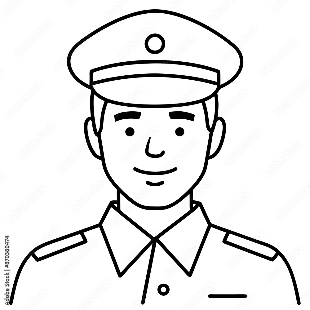 Police officer icon vector line art illustration. Police officer icon vector line art illustration.