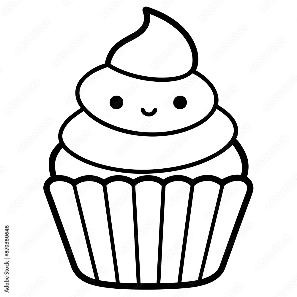 Cupcake icon vector line art silhouette illustration. Cupcake icon vector line art silhouette illustration.