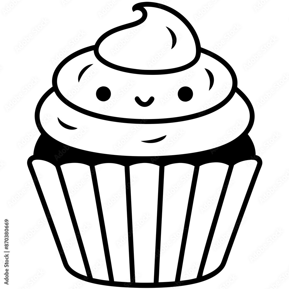 Cupcake icon vector line art silhouette illustration. Cupcake icon vector line art silhouette illustration.