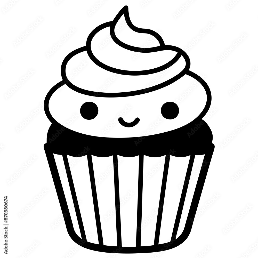 Cupcake icon vector line art silhouette illustration. Cupcake icon vector line art silhouette illustration.