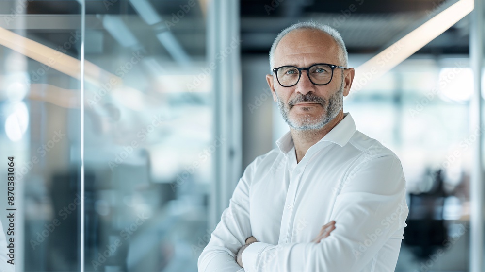 Editorial shot of a financial advisor in a modern office space, editorial photography style Editorial shot of a financial advisor in a modern office space, editorial photography style