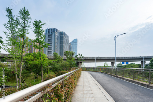 city highway interchange in shanghai on traffic rush hour