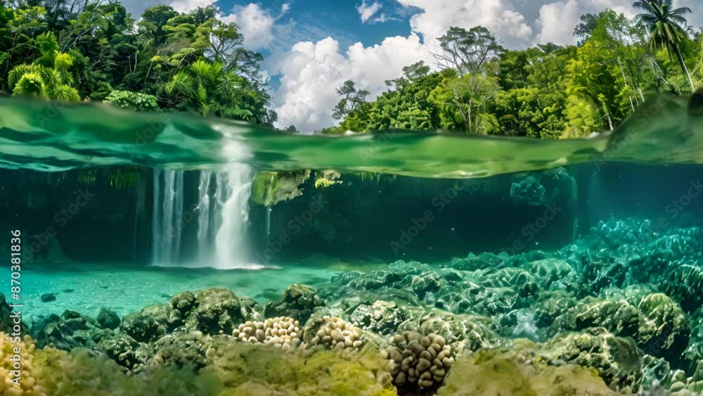 Landscape Photography: Top Half of a Waterfall bottom half underwater Landscape Photography: Top Half of a Waterfall bottom half underwater