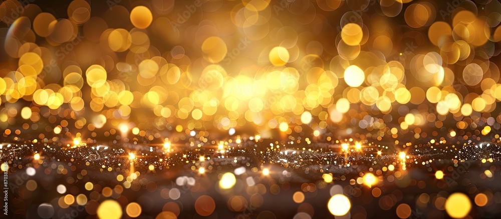 Blurry golden Christmas lights with a bokeh effect in the background with copy space image suitable for holiday wallpapers and New Year's festivities. Blurry golden Christmas lights with a bokeh effect in the background with copy space image suitable for holiday wallpapers and New Year's festivities.