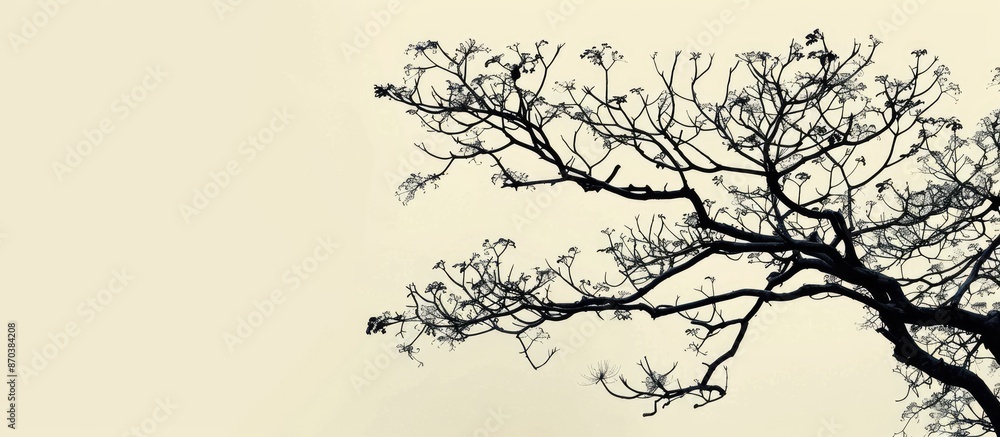 Obraz premium A stunning picture of tree branches in silhouette with a striking background, featuring ample copy space image.