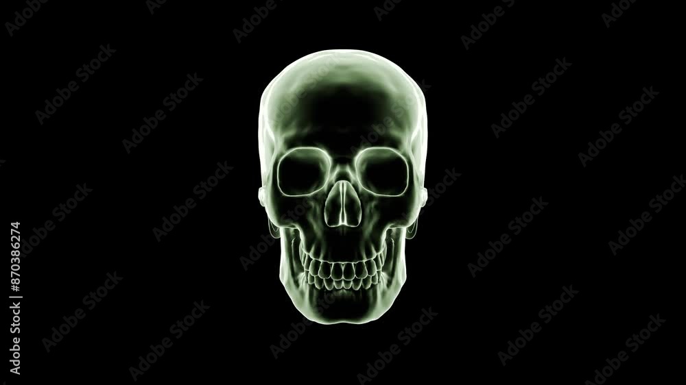green skull hologram loop rotation video animation green skull hologram loop rotation video animation