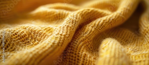 Close-up of textured fabric with a knitted jersey as a backdrop and copy space image.