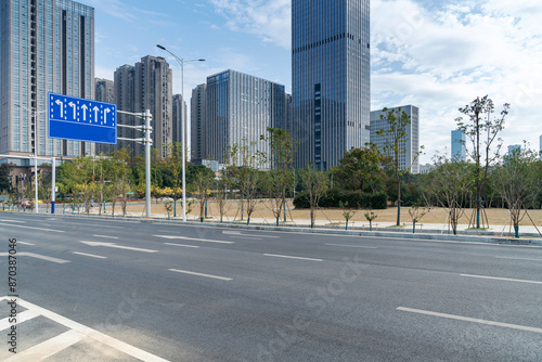 Photography The century avenue of street scene in shanghai Lujiazui,China.