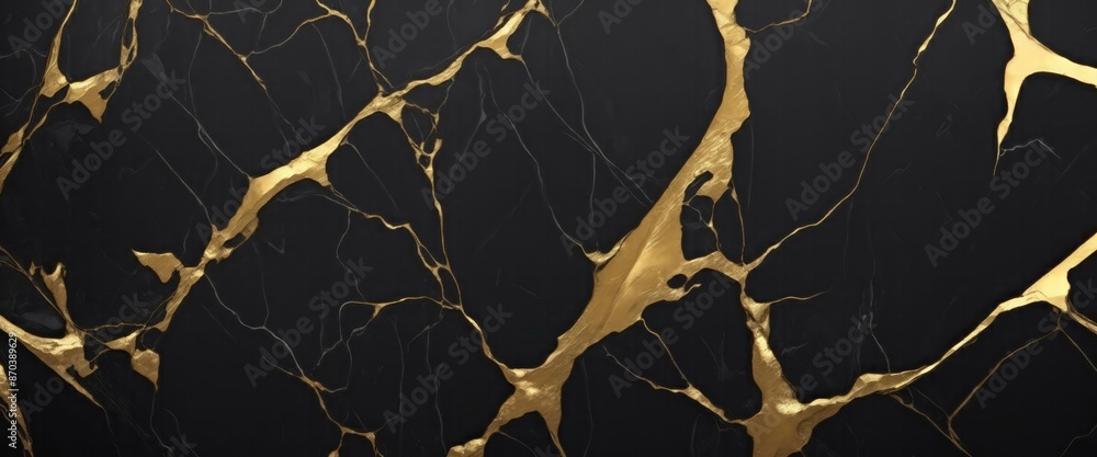 illustration of Black marble texture background with cracked gold details illustration of Black marble texture background with cracked gold details