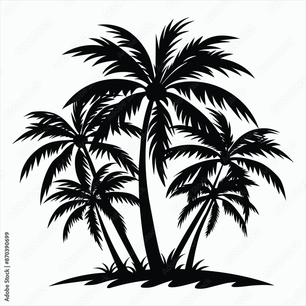 Evening Horizon Palm Silhouette Palm Tree Vector Evening Horizon Palm Silhouette Palm Tree Vector