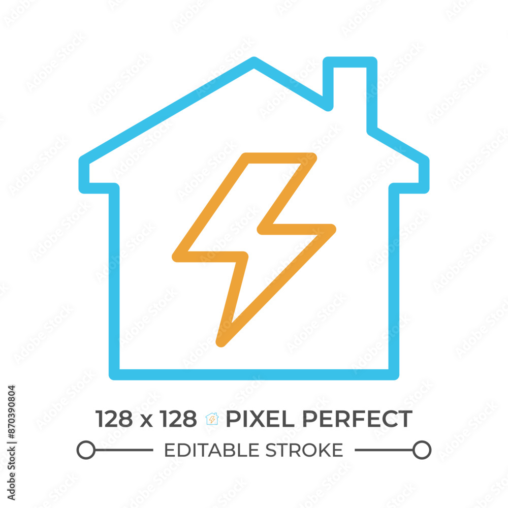 Electricity two color line icon. Domestic usage. Home lighting. Public utility service. Electric appliances bicolor outline symbol. Duotone linear pictogram. Isolated illustration. Editable stroke Electricity two color line icon. Domestic usage. Home lighting. Public utility service. Electric appliances bicolor outline symbol. Duotone linear pictogram. Isolated illustration. Editable stroke