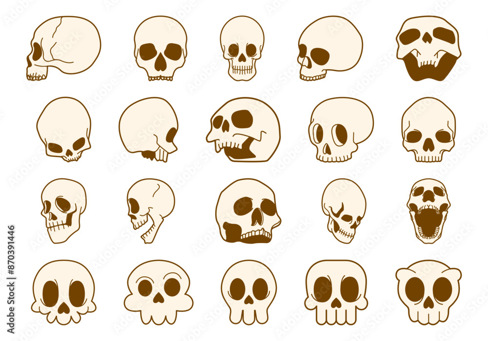 Hand Drawn Skull Illustration Element Set Hand Drawn Skull Illustration Element Set