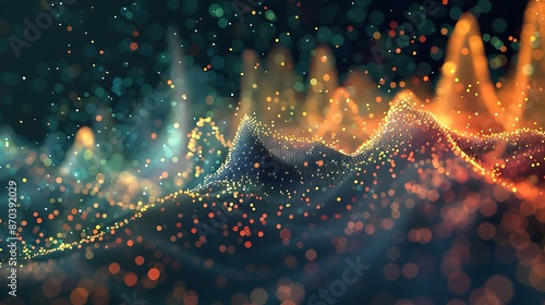 Comprehensive scatter plot depicting a robust positive correlation between stock prices and trading volume, suggesting escalating investor enthusiasm. photo