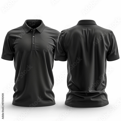 plain black polo shirt mockup design front and rear view with whit background white product mockup