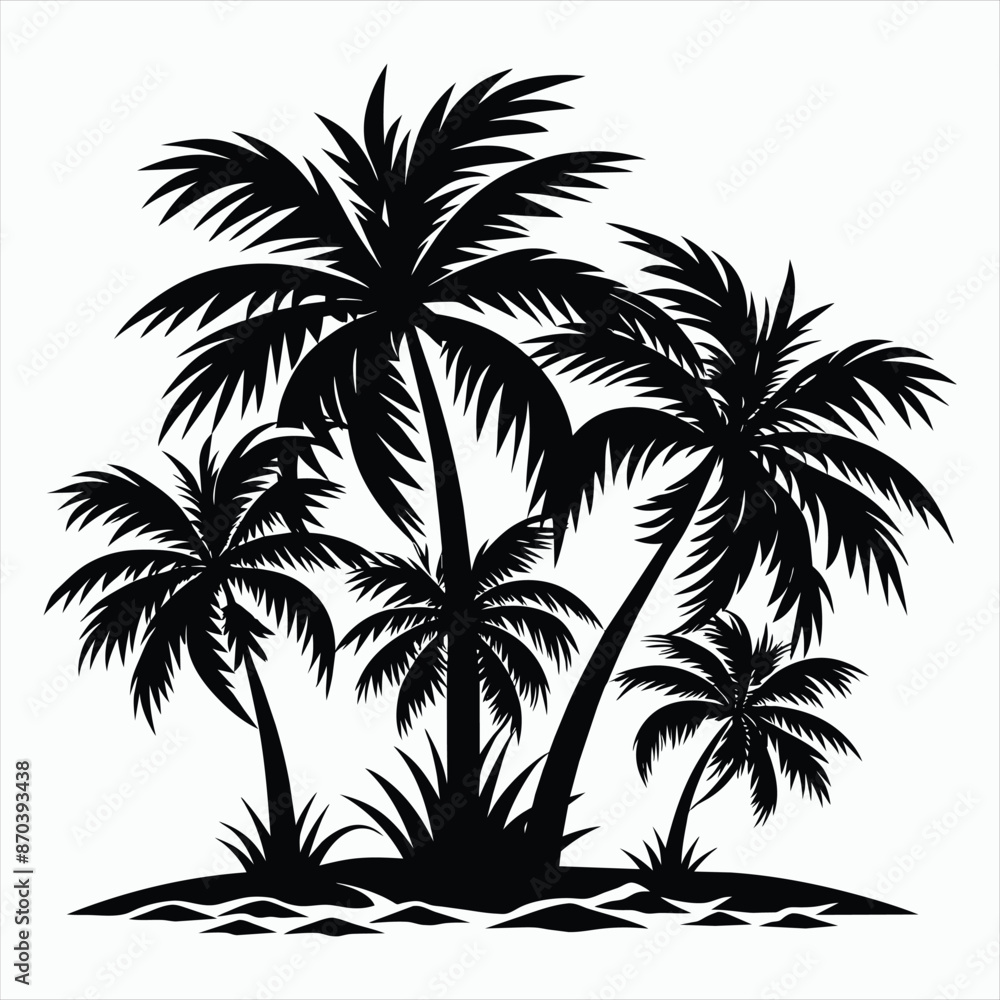 Naklejka premium Calming Coastline Palm Tree Silhouette