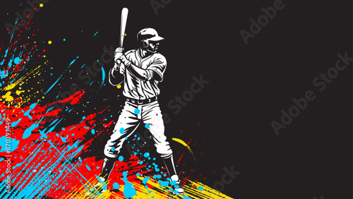 Baseball player. Baseball cap. Baseball sport theme vector illustration.