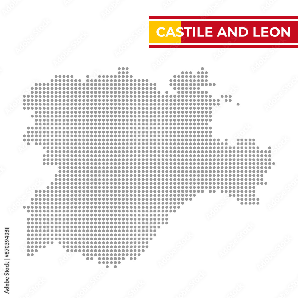 Obraz premium Dotted map of Castile and Leon in Spain