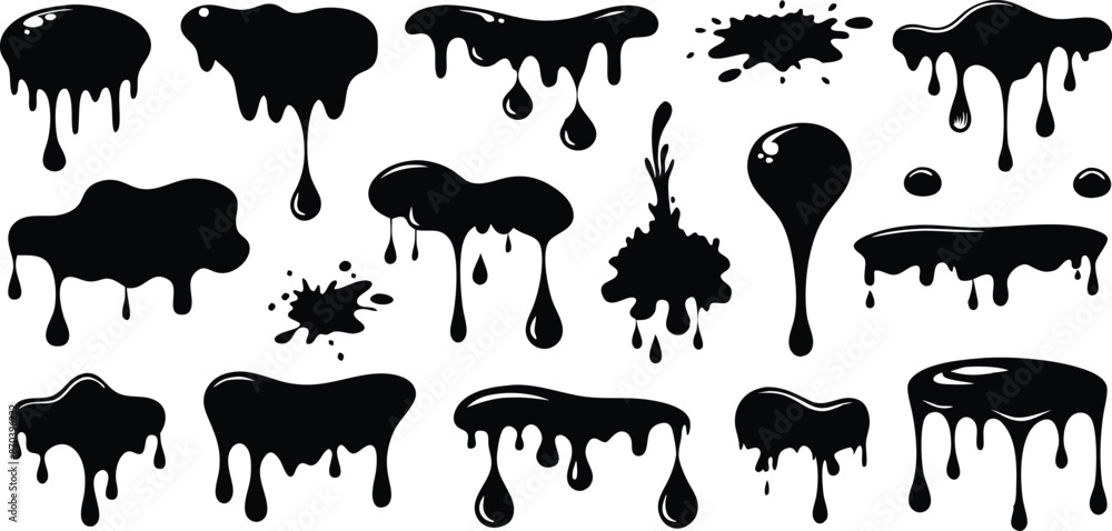 a collection of puddle drip black and white illustrations a collection of puddle drip black and white illustrations