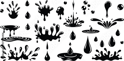 a black and white image of a drop of liquid with a drop of liquid dripping down the center