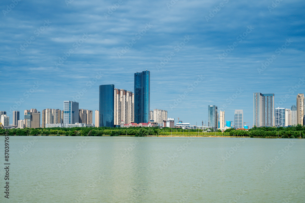 Fototapeta premium Lakeside modern office building in China