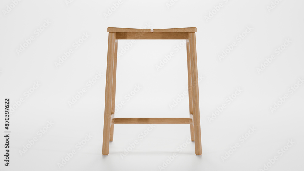 Handmade modern small wooden stool premium photo 3d render Handmade modern small wooden stool premium photo 3d render