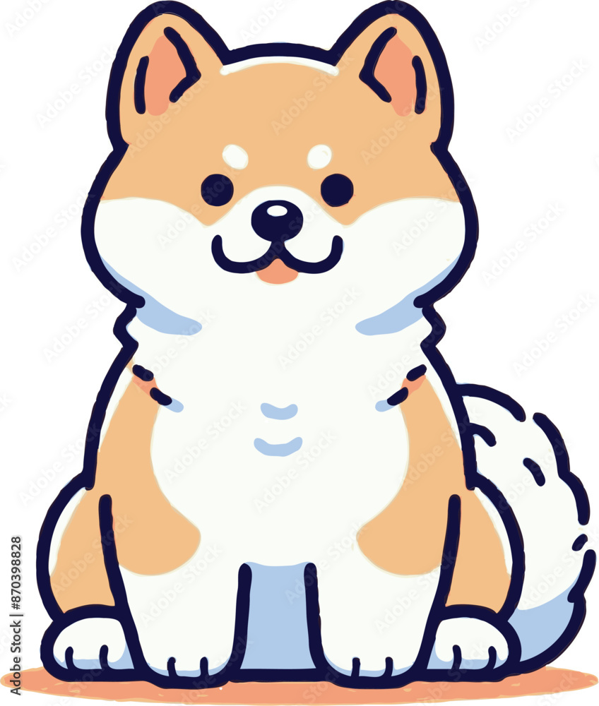 Fototapeta premium Set of cute fat dogs kawaii style. Collection of lovely little shiba inu puppy in different poses. Can be used for t-shirt print, stickers, greeting card design.