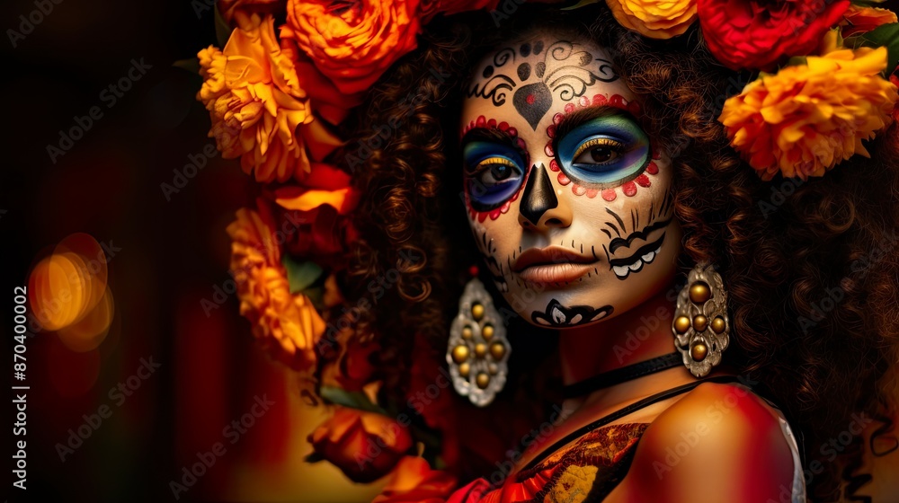 Beautiful portrait of a woman with make-up for the Day of the Dead in Mexico. Beautiful portrait of a woman with make-up for the Day of the Dead in Mexico.