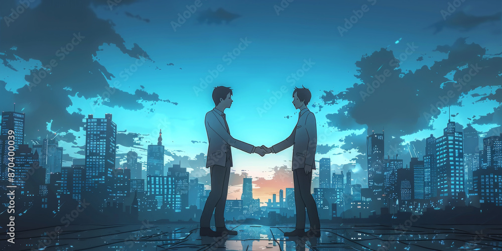 Fototapeta premium Businessmen making handshake with partner, greeting, dealing, merger and acquisition, business cooperation concept, for business, finance and investment background, teamwork and successful business
