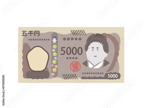 新紙幣　新五千円札　お札　イラスト