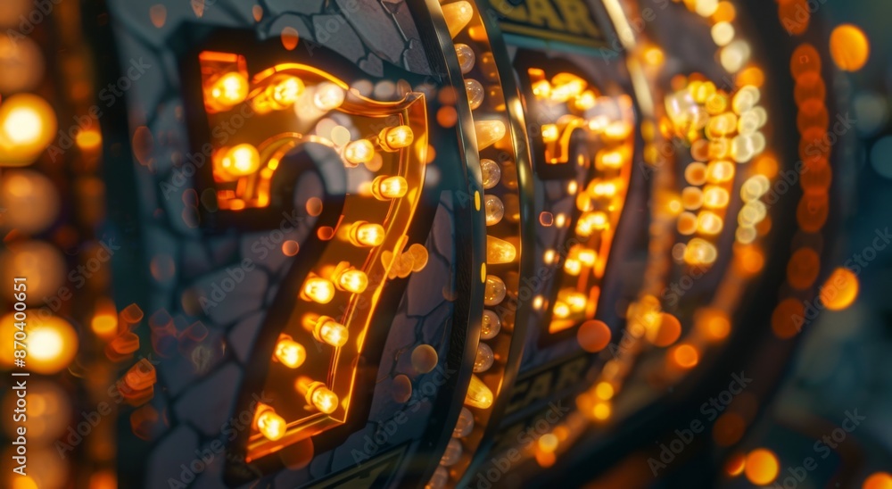 Close up on slot machine display. Slot machine drums Close up on slot machine display. Slot machine drums
