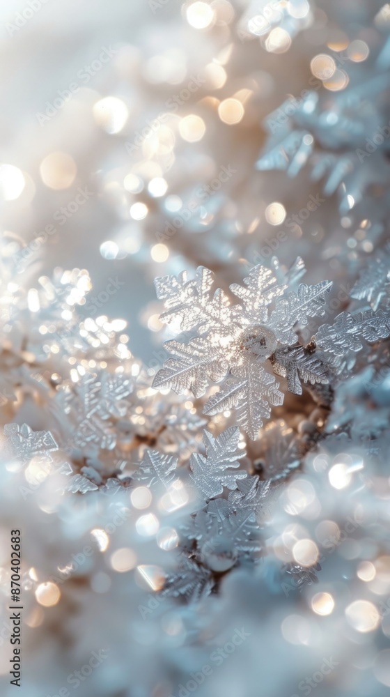 Fototapeta premium Frosty White Background with Icy Bokeh and Illuminated Center