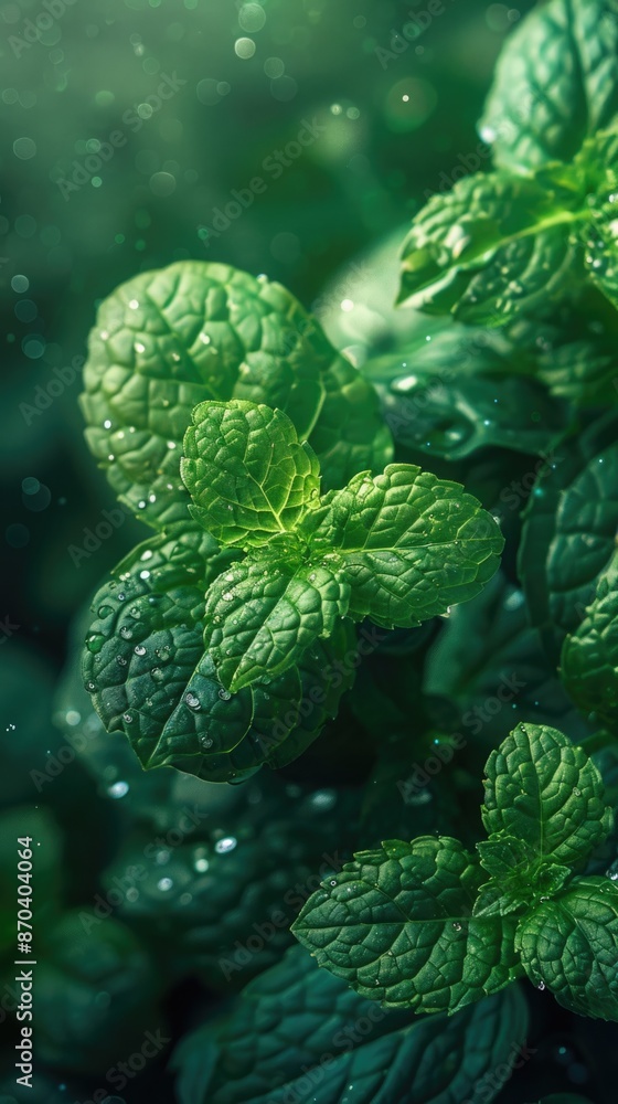 Fresh Mint Background with Crisp Bokeh and Glowing Center. Fresh Mint Background with Crisp Bokeh and Glowing Center.