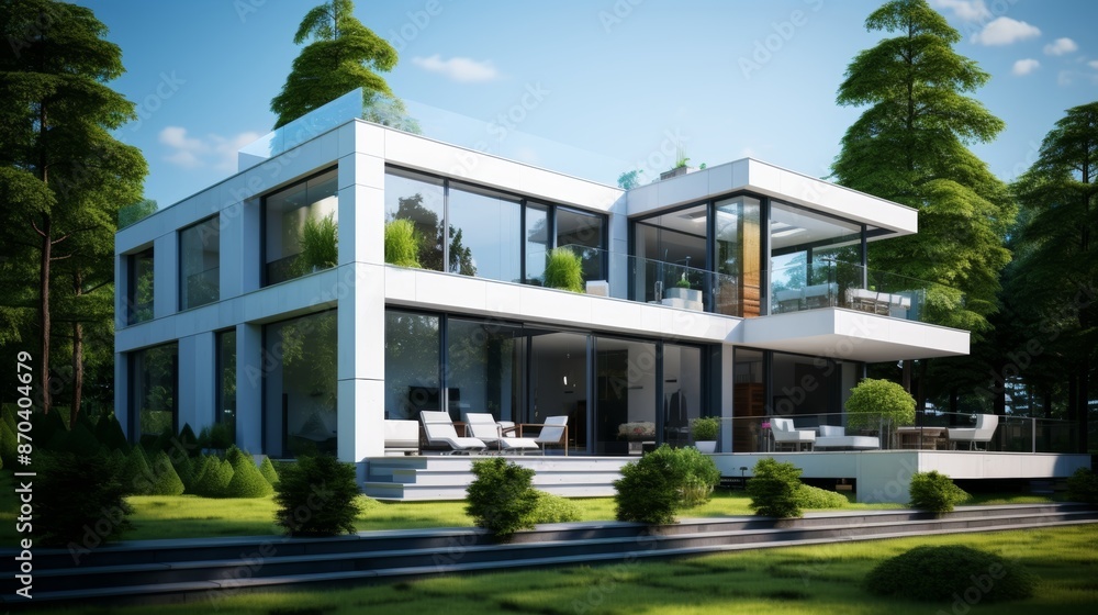Fototapeta premium Contemporary eco friendly residence a luxurious modern approach to sustainable living